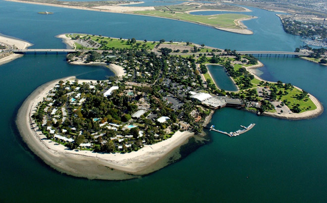 Aerial View of Paradise Point Resort Island