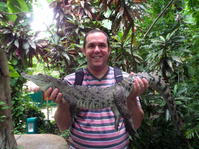Joe Holds a Crocodile
