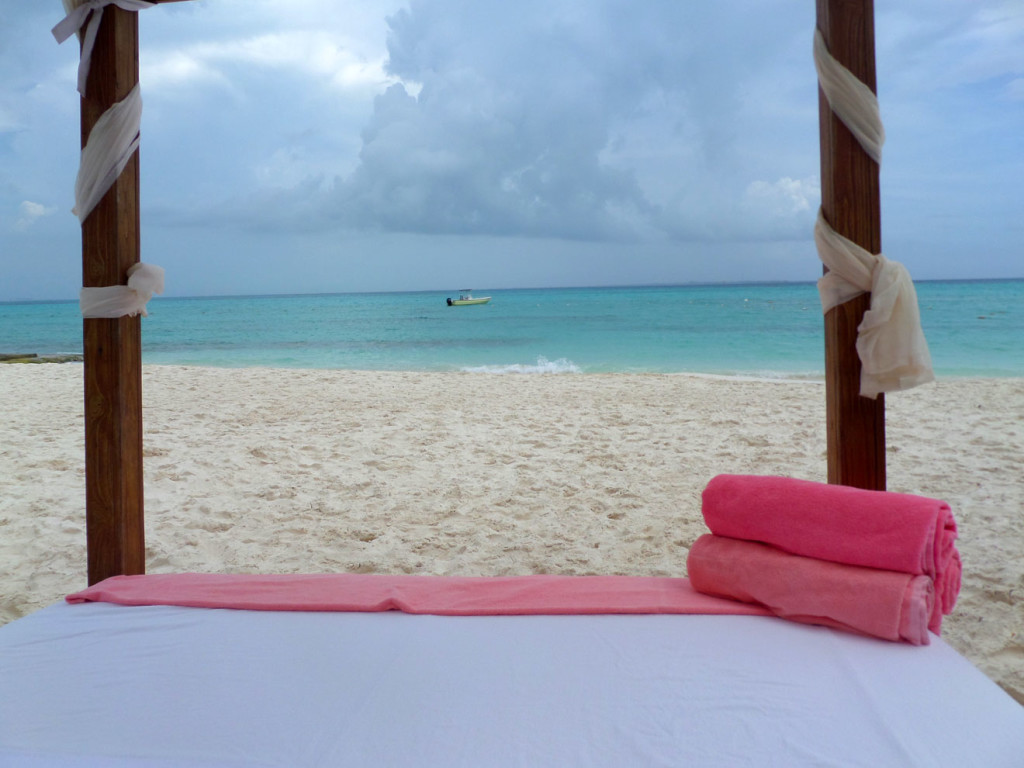 Beach cabana at the Fiesta Americana Grand Coral Beach Resort