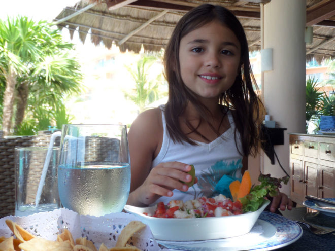 Eating Ceviche at Isla Contoy restaurant
