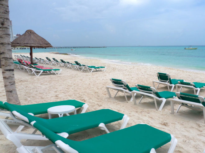 Lounge chairs on the beach