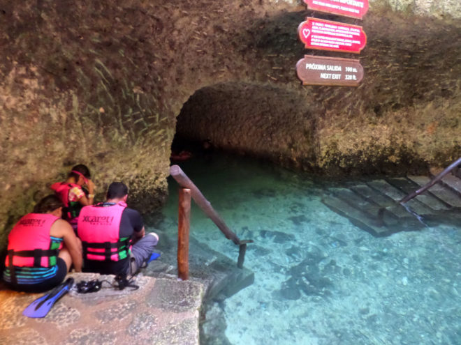 Underground river swimming at Xcaret