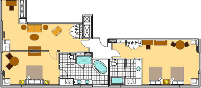 South Point Hotel Junior 2 Bedroom Suite layout