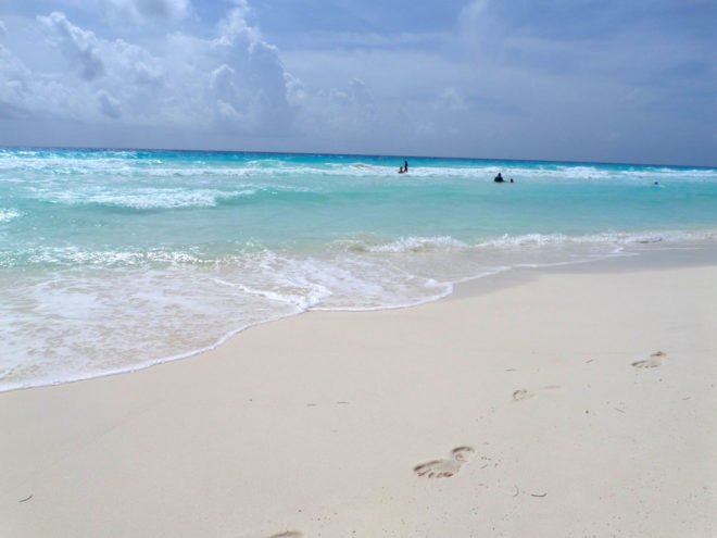 The White Sand Beach with Turquoise Waters of Cancun