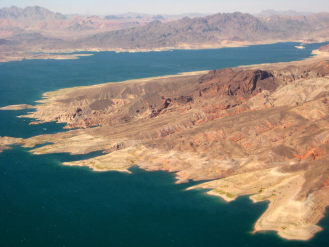 Helicopter Tour View of Nevada Desert and Lake