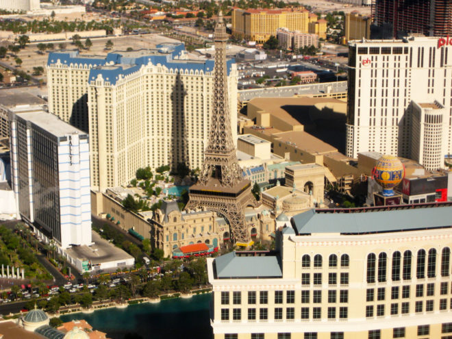 An aerial view of Paris Las Vegas Hotel and Casino