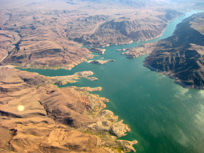 Helicopter Tour View of Nevada Desert and Lake