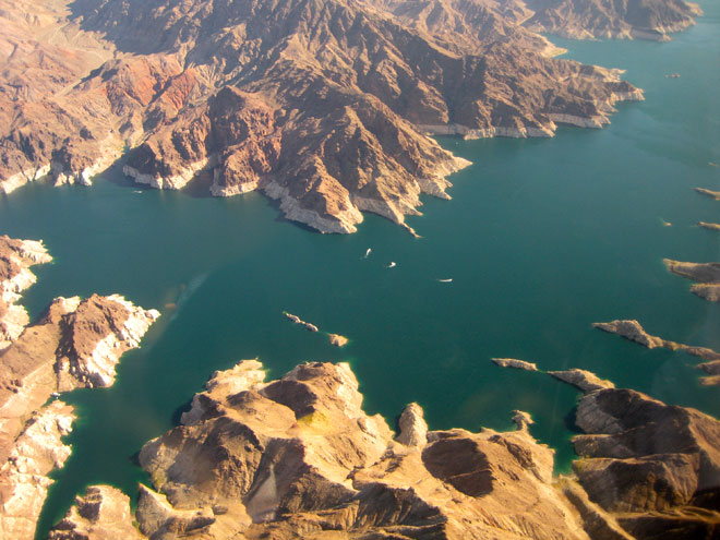 Lake Mead and the desert  mountains