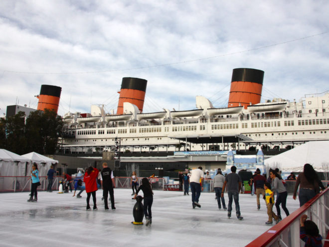 Outdoor ice skating at the Queen Mary's Chill event