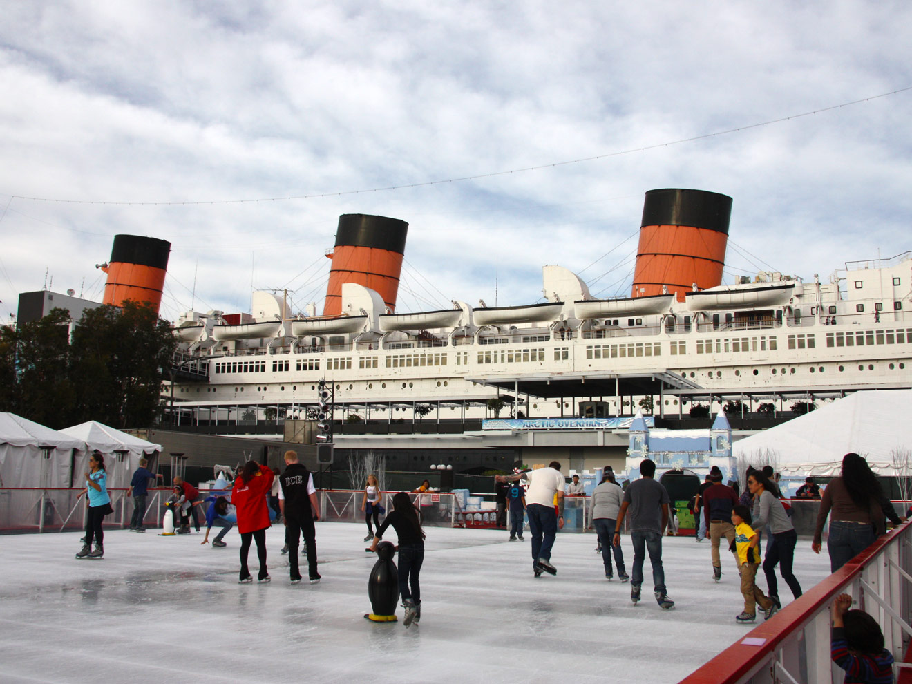 Outdoor ice skating at the Queen Mary