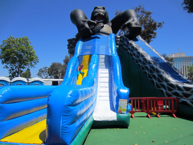 Sliding down King Kong Inflatable
