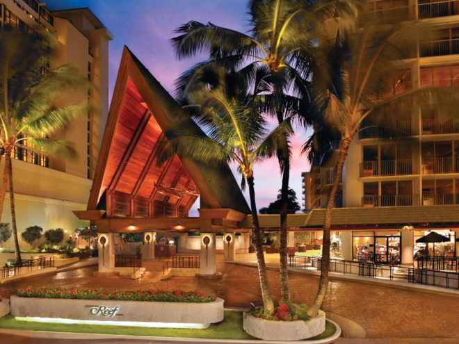 Outrigger reff on the Beach Hotel Entrance