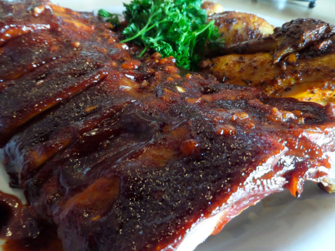 Baby back ribs and lemon chicken