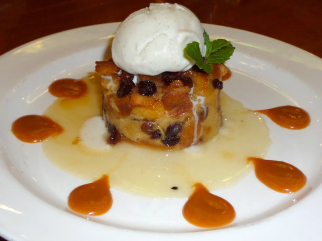 Warm Bread Pudding Dessert from Bistro West Restaurant