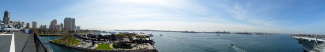 Panoramic view from USS Midway Flight Deck