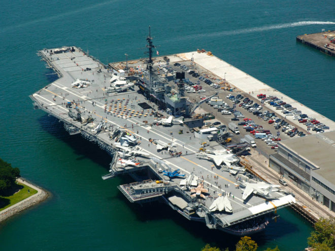 Aerial View of USS Midway and Navy Pier