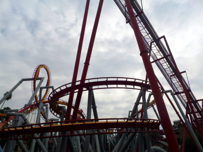 Silver Bullet Roller Coaster Loop and Spirals