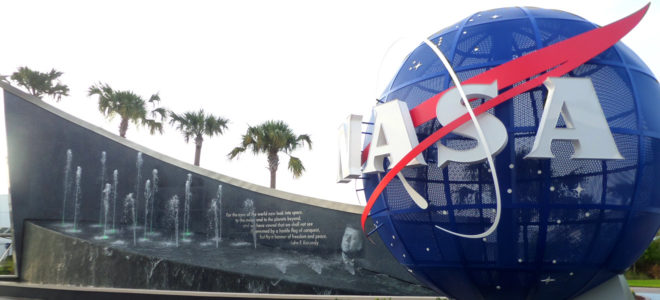 Kennedy Space Center NASA Globe and Kennedy Fountain