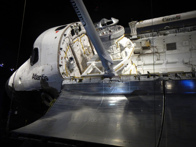 NASA Space Shuttle Atlantis Payload Bay and Canadarm