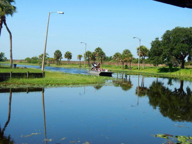 Airboat tour coming in to the docks