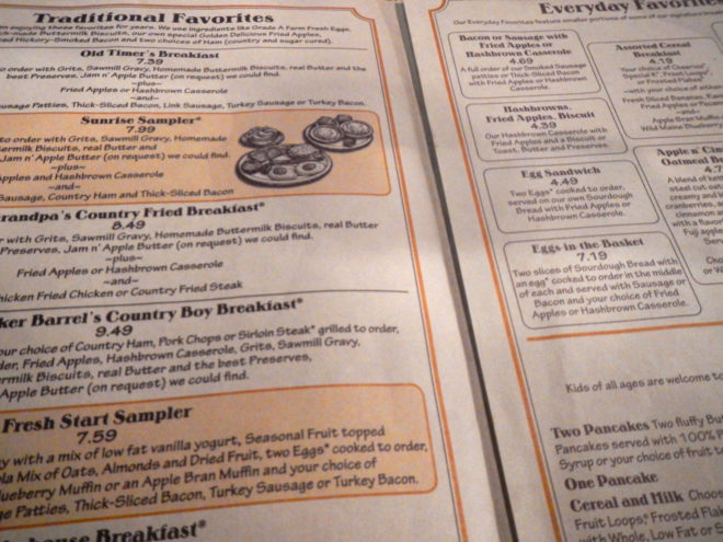 Cracker Barrel Breakfast Menu