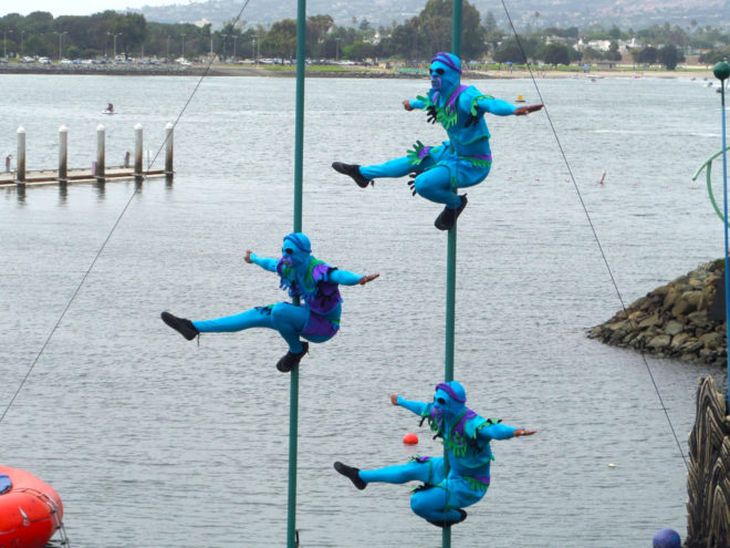 A Trio of Cirque De La Mer Acrobatic Performers