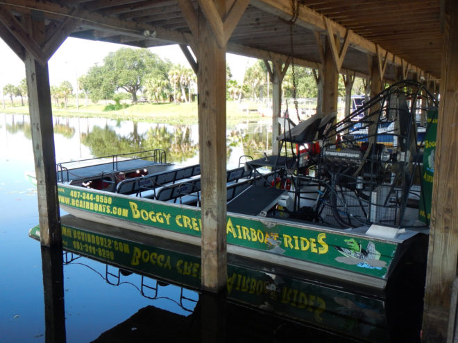 Airboats Docked at Boggy Creek Airboat Rides