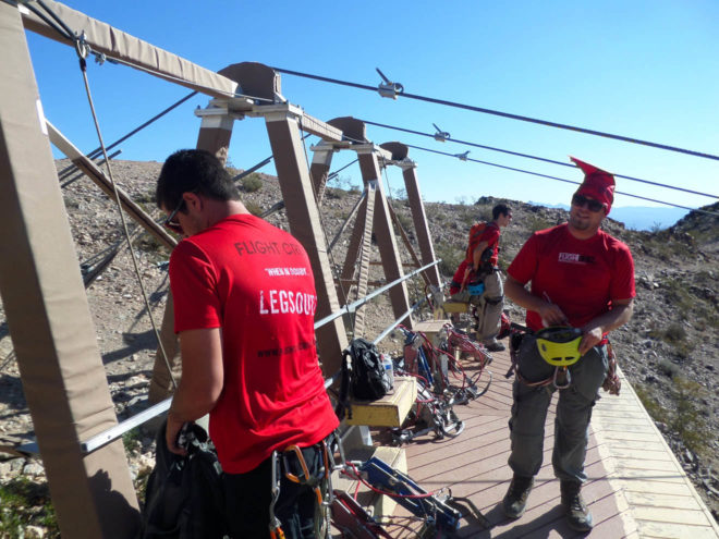Flightlinez Bootleg Canyon Staff Prepares Zipline