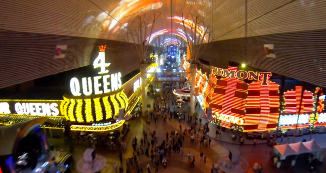 SlotZilla Zipline view over the Fremont Street Experience