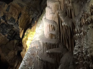 Stalagmite formations at the Indian Echo Caverns