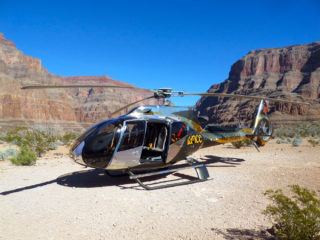 Helicopter landed at Grand Canyon