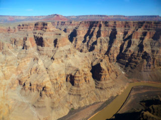 Helicopter flight through the Grand Canyon