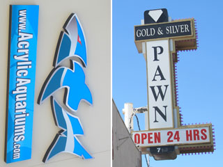 The signs of Tanked and Pawn Stars TV show shopss