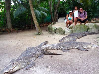 Posing with Crocodiles at Croco Cun Zoo